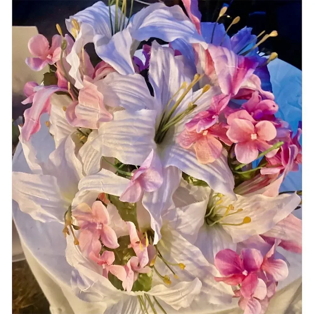 Please read! Artificial Lily & Orchid Flower Arrangement Multicolor Centerpiece
